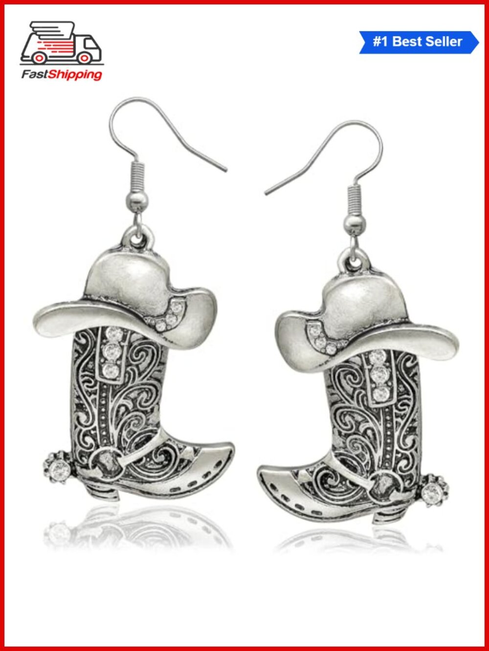 ✨ Western Cowgirl Boots Spur Dangle Drop Earrings Rodeo Boho Costume Jewelry